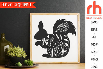 Floral Squirrel SVG - Forest Animal Cut File SVG RedHelgaArt 