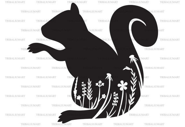 Floral squirrel SVG TribaliumArtSF 
