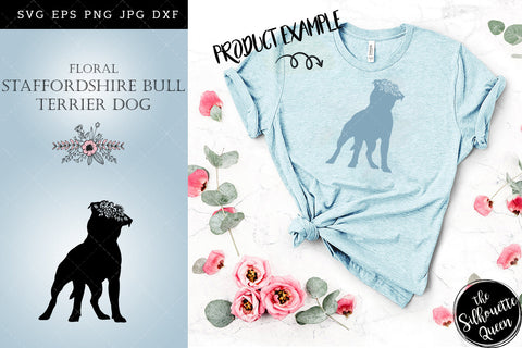 Floral Staffordshire Bull Terrier Dog svg file for cricut, for silhouette, cut eps, cutting png, cuttable dxf, Instant Download design SVG Loveleen Kaur 