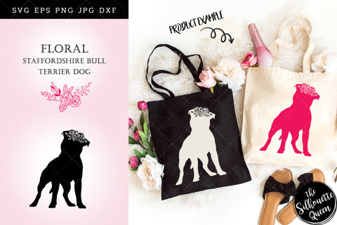 Floral Staffordshire Bull Terrier Dog svg file for cricut, for silhouette, cut eps, cutting png, cuttable dxf, Instant Download design SVG Loveleen Kaur 