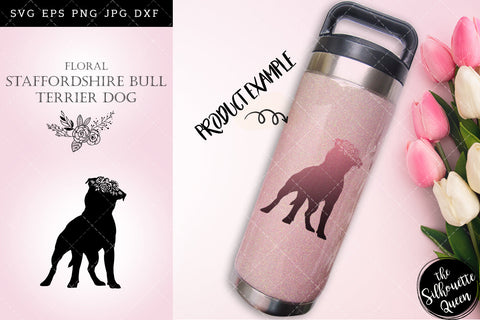 Floral Staffordshire Bull Terrier Dog svg file for cricut, for silhouette, cut eps, cutting png, cuttable dxf, Instant Download design SVG Loveleen Kaur 