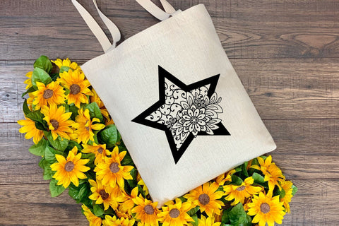 Floral Star SVG, Celestial SVG with Flowers. SVG Elinorka 