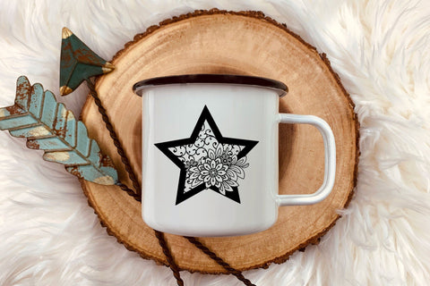 Floral Star SVG, Celestial SVG with Flowers. SVG Elinorka 