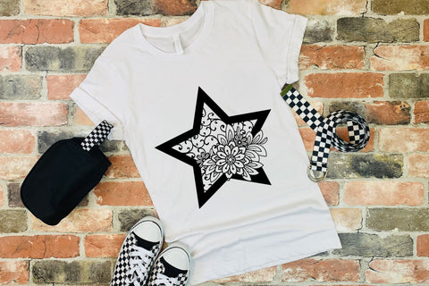 Floral Star SVG, Celestial SVG with Flowers. SVG Elinorka 