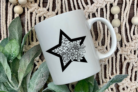 Floral Star SVG, Celestial SVG with Flowers. SVG Elinorka 
