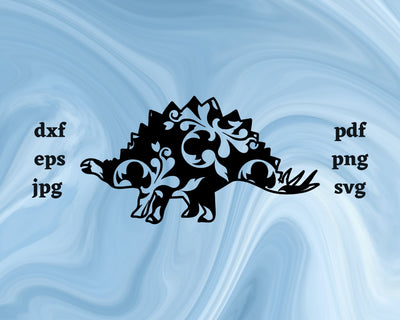 Floral Stegosaurus SVG Cut File SVG Northern Light SVG 