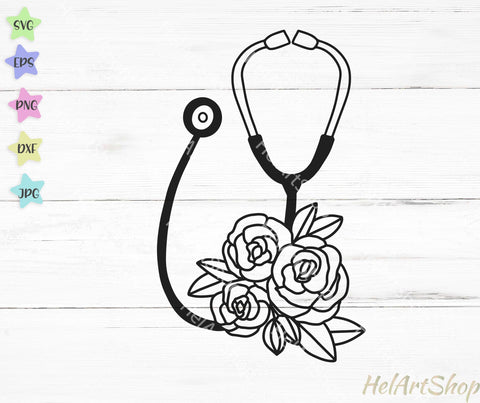 Floral Stethoscope svg SVG _HelArtShop_ 