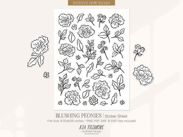 Floral Sticker Sheet SVG Aja Nicole Designs 