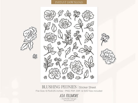Floral Sticker Sheet SVG Aja Nicole Designs 