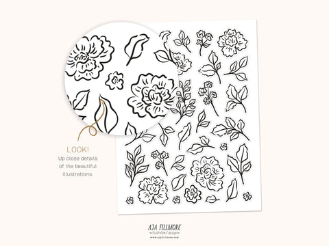 Floral Sticker Sheet SVG Aja Nicole Designs 