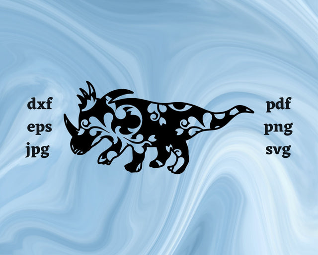 Floral Styracosaurus SVG Cut File SVG Northern Light SVG 