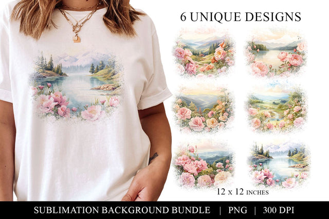 Floral Sublimation Backgrounds - Pink Rose Background PNG Sublimation BijouBay 