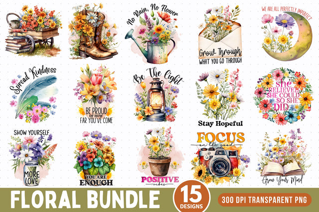 Floral Sublimation Bundle, wildflowers Sublimation Bundle Sublimation Regulrcrative 