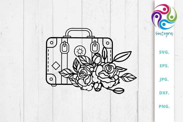 Floral Suitcase SVG File SVG Sintegra 