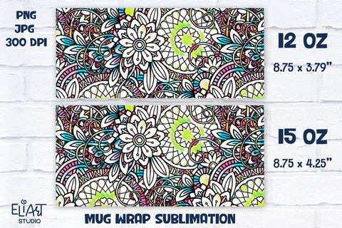 Floral Summer Mug Sublimation, Full Mug Wrap Sublimation, Mug Sublimation with Flowers Sublimation Elinorka 
