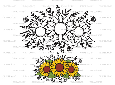 Floral Sunflower and plants SVG TribaliumArtSF 