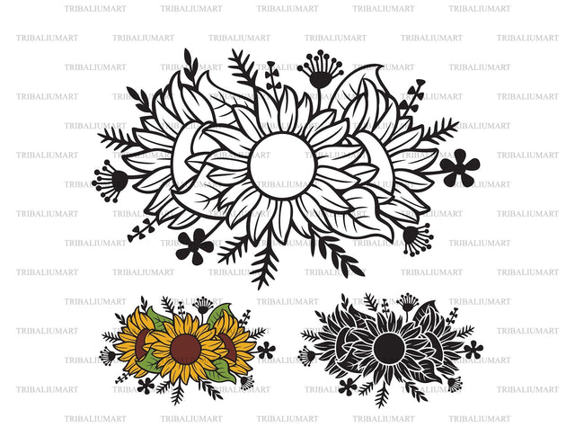 Floral Sunflower and plants SVG TribaliumArtSF 