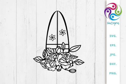 Floral Surfboard Svg Cut File SVG Sintegra 