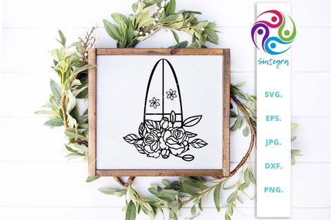Floral Surfboard Svg Cut File SVG Sintegra 