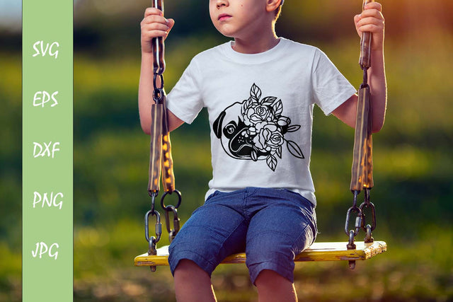 Floral SVG Pug Dog With Flowers On Head SVG File SVG Sintegra 