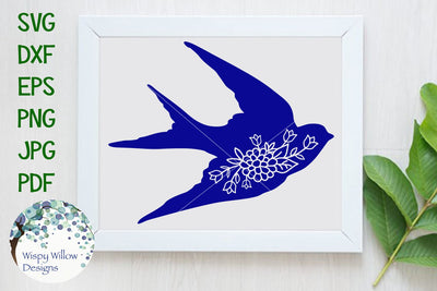 Floral Swallow Bird SVG Wispy Willow Designs 