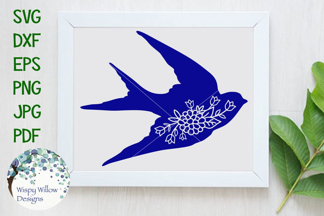 Floral Swallow Bird SVG Wispy Willow Designs 