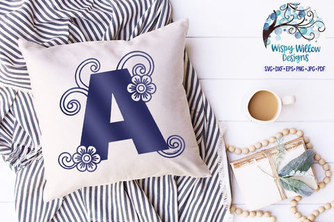 Floral Swirl Alphabet SVG Bundle SVG Wispy Willow Designs 