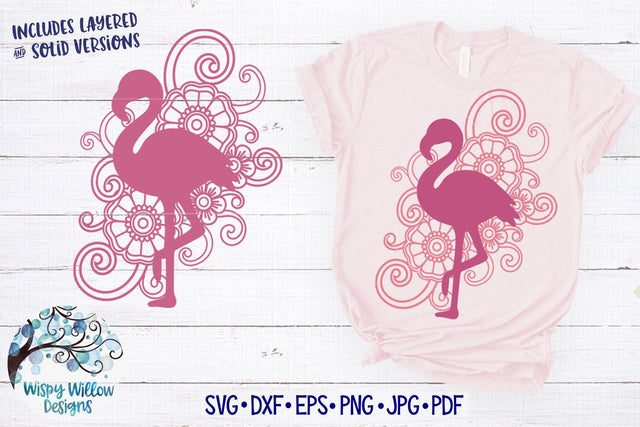 Floral Swirl Flamingo Mandala SVG SVG Wispy Willow Designs 