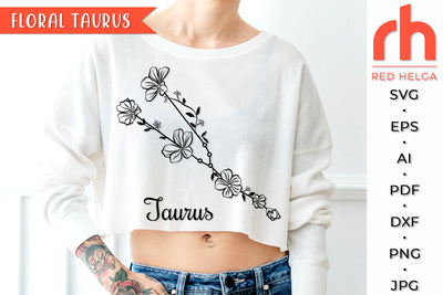 Floral Taurus SVG - Flower Zodiac Cut File SVG RedHelgaArt 
