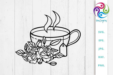 Floral Tea Cup SVG File SVG Sintegra 