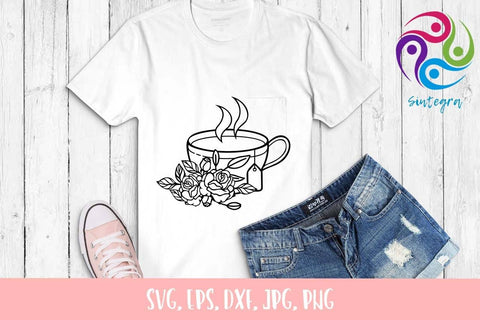 Floral Tea Cup SVG File SVG Sintegra 