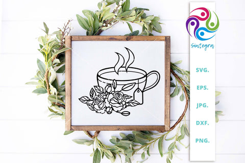 Floral Tea Cup SVG File SVG Sintegra 