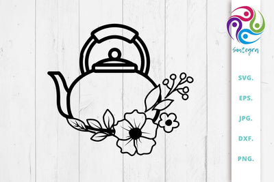 Floral Tea Pot SVG File SVG Sintegra 