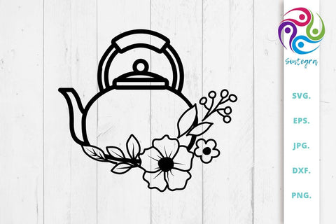 Floral Tea Pot SVG File SVG Sintegra 