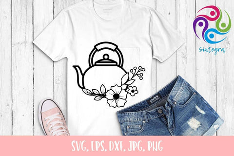 Floral Tea Pot SVG File SVG Sintegra 