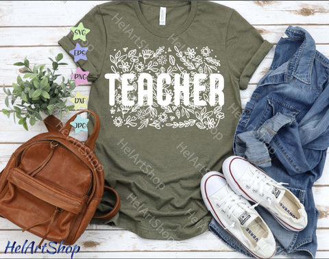 Floral Teacher Svg, Teacher Shirt Svg SVG _HelArtShop_ 