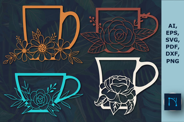 floral tea/coffee cup decor SVG bundle SVG MD JOYNAL ABDIN 
