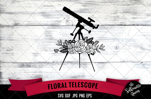 Floral Telescope Vector Silhouette File SVG Loveleen Kaur 