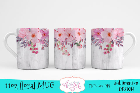 Floral template for 11oz mug sublimation Sublimation Amorclipart 