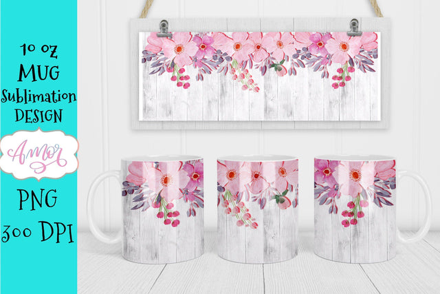 Floral template for 11oz mug sublimation Sublimation Amorclipart 