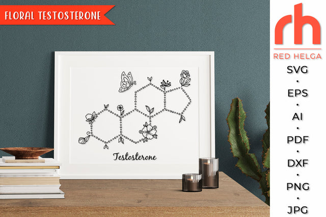 Floral Testosterone SVG - Flower Molecule Cut File SVG RedHelgaArt 