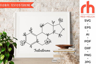 Floral Testosterone SVG - Flower Molecule Cut File SVG RedHelgaArt 