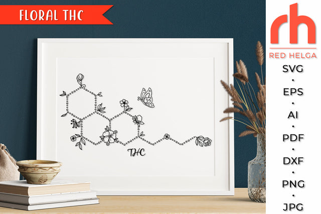 Floral THC SVG - Flower Molecule Cut File SVG RedHelgaArt 