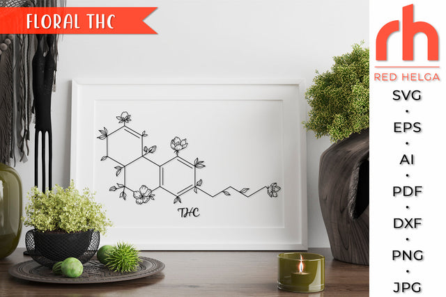 Floral THC SVG - Flower Molecule Cut File SVG RedHelgaArt 