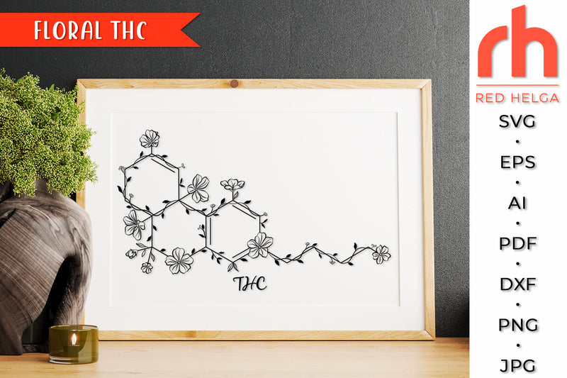 Floral THC SVG - Flower Molecule Cut File SVG RedHelgaArt 