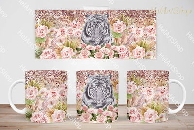 Floral Tiger Mug PNG, 11Oz Mug Sublimation Sublimation _HelArtShop_ 
