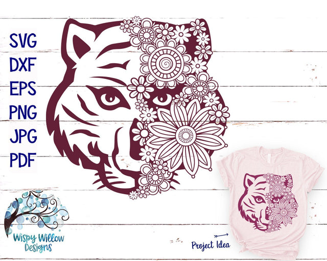 Floral Tiger SVG Cut File SVG Wispy Willow Designs 