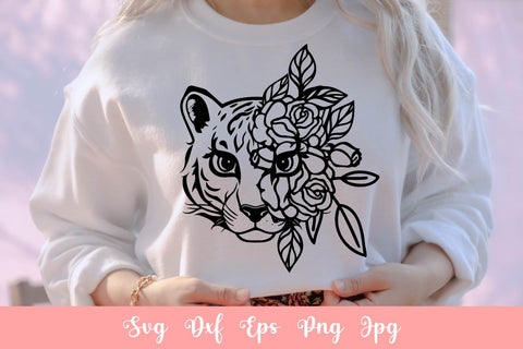 Floral Tiger SVG File, Shirt SVG Free For Commercial Use SVG Sintegra 