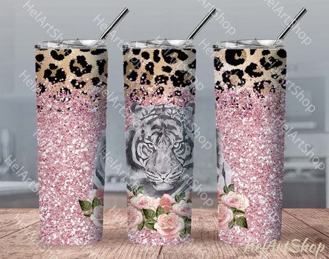 Floral Tiger Tumbler | PNG Sublimation Sublimation _HelArtShop_ 