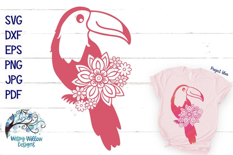 Floral Toucan SVG Cut File SVG Wispy Willow Designs 